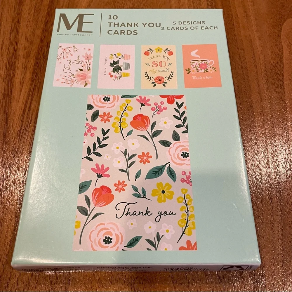NIB modern expressions box of 10 thank you cards
